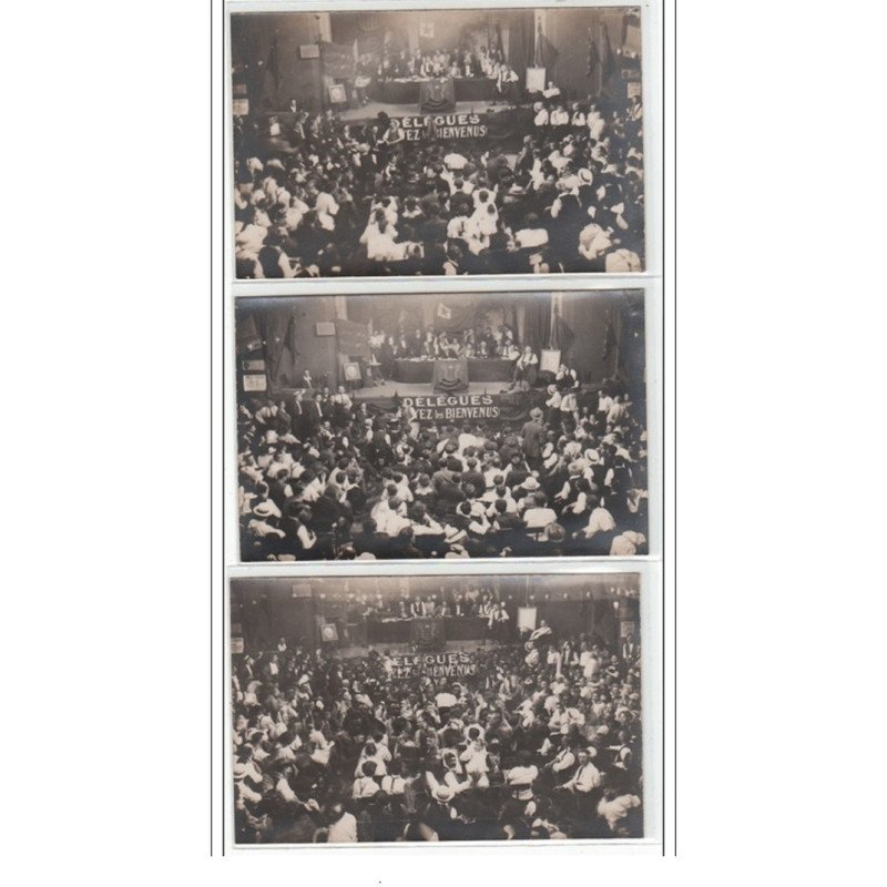 LYON ? : lot de 3 cartes photos d'un congrès socialiste - très bon état LYON ? : lot de 3 cartes photos d'un congrès socialiste - très bon état