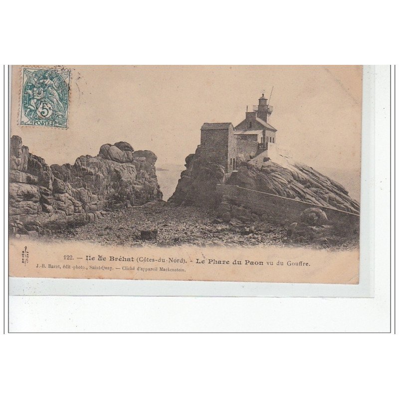 ILE DE BREHAT - Le Phare du paon vu du gouffre  - très bon état