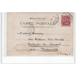 ROUEN : carte photo du marché sur la place de la Vieille Tour en 1904 - très bon état