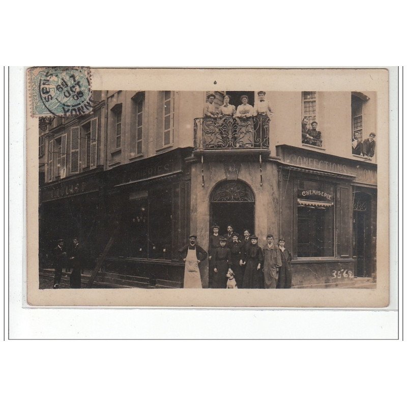 SENS : carte photo d'une chemiserie (magasin) - très bon état