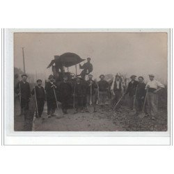 carte photo a localiser : rouleau compresseur et terrassiers - très bon état