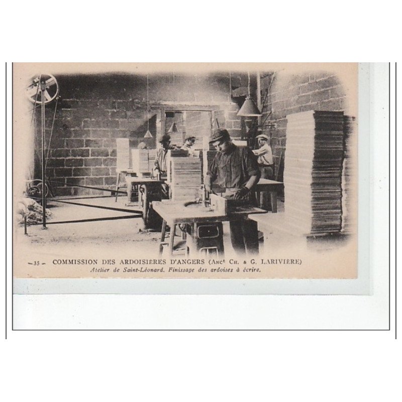 ANGERS - Commission des ardoisières d'Angers - atelier de St léonard - finissage des ardoises à écrire - très bon