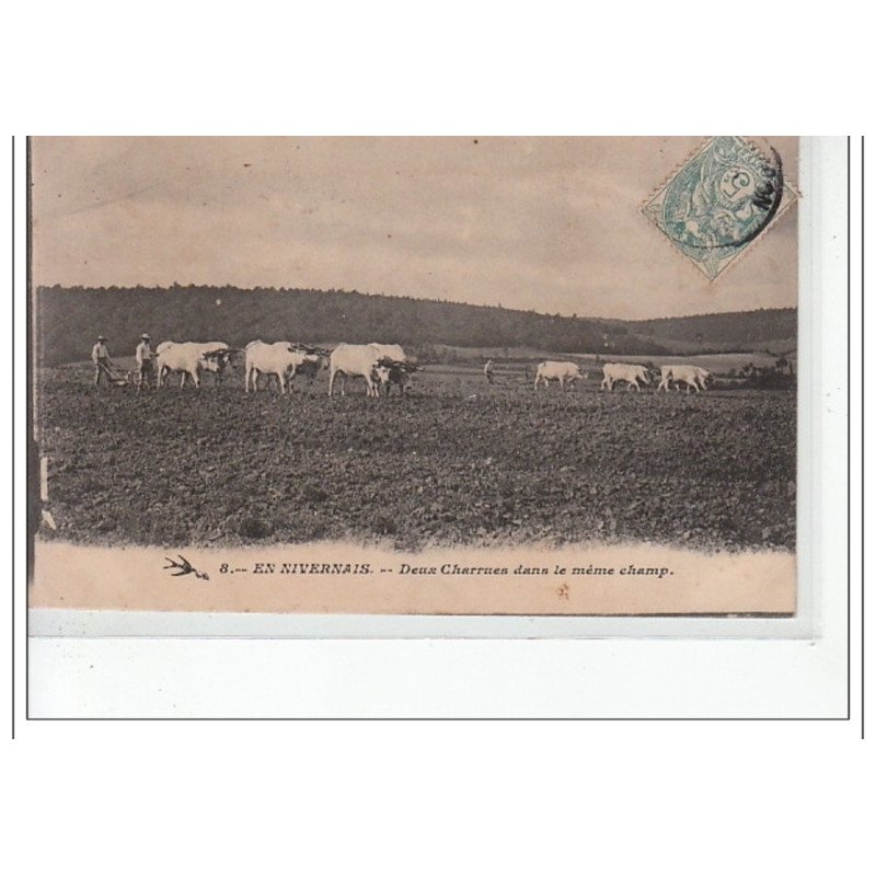 EN NIVERNAIS - Deux charrues dans le même champ - très bon état EN NIVERNAIS - Deux charrues dans le même champ - très bon état
