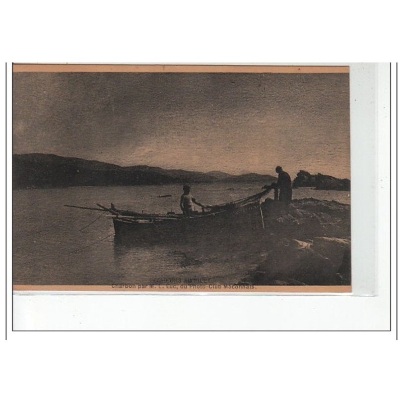 Pêcheurs au Filet - Charbon par M.L. Luc du Photo Club Mâconnais - très bon état