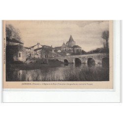 JAZENEUIL - L'église et le Pont (vue prise rive gauche en aval de la Vonne) - très bon état