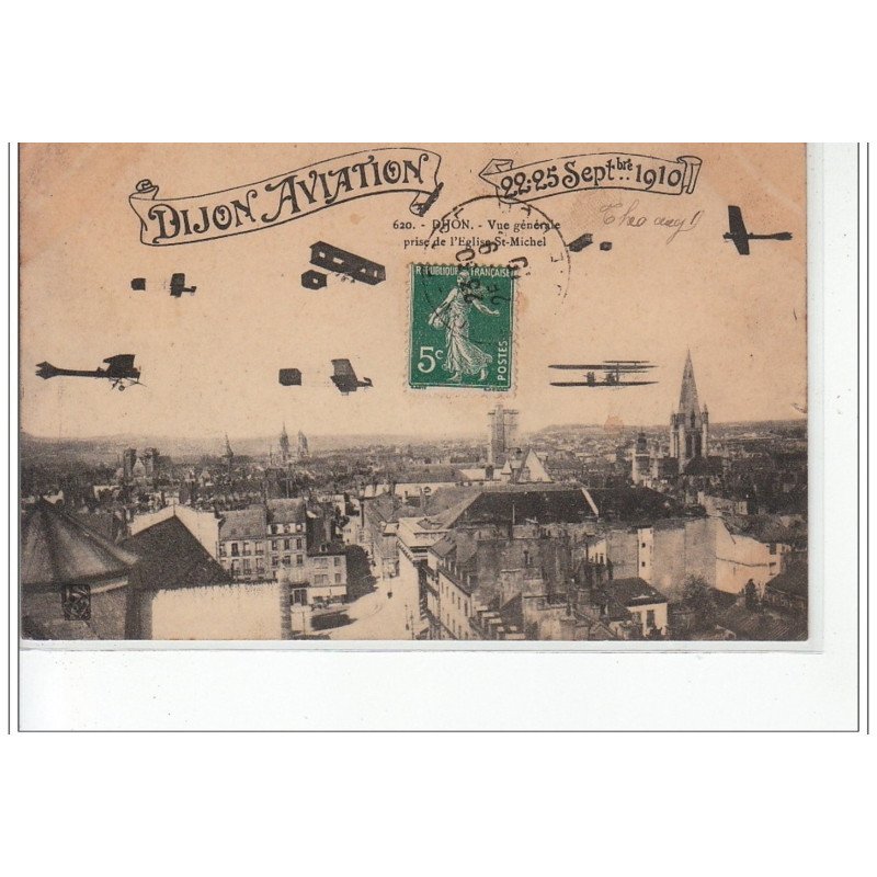 DIJON-AVIATION - Vue générale prise de l'église Saint Michel - très bon état