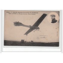 REIMS - IIè Grande Semaine d'Aviation de Champagne - H. Latham sur monoplan Antoinette - très bon état