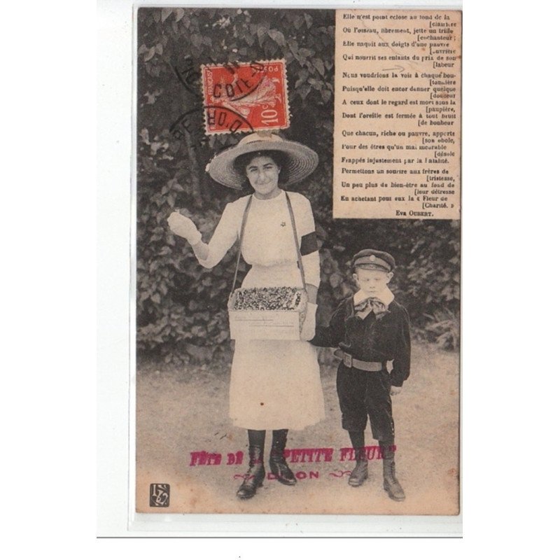 DIJON - Fête de la Petite Fleur - vendeuse de fleurs ambulante - état