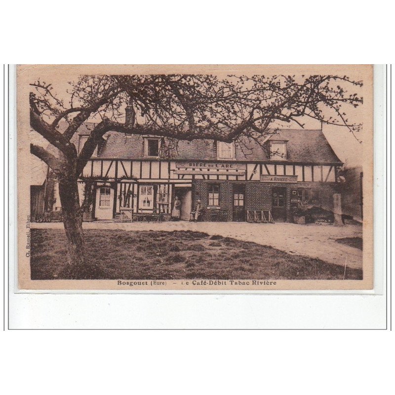 BOSGOUET - Le café-débit Tabac Rivière - état (timbre décollé)