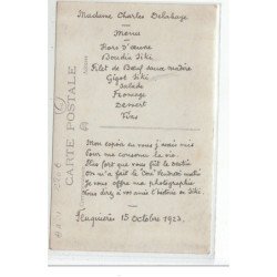 FEUQUIERES : carte photo d'un marcassin apprivoisé en 1923 - très bon état