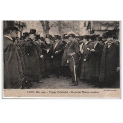 LYON : mai 1907 - voyage présidentiel (Lot de 18 cartes postales anciennes sur soie) - très bon état