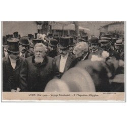 LYON : mai 1907 - voyage présidentiel (Lot de 18 cartes postales anciennes sur soie) - très bon état