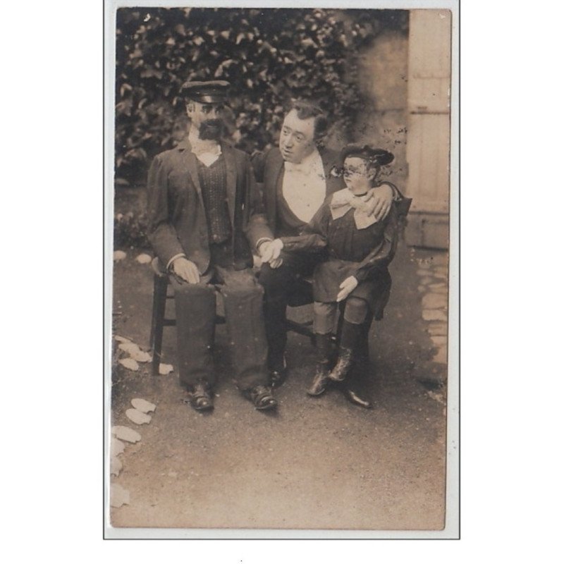 Lot de 2 cartes : une carte photo du ventriloque """"Marcou"""" et une carte imprimée du même artiste - bon état (une ér