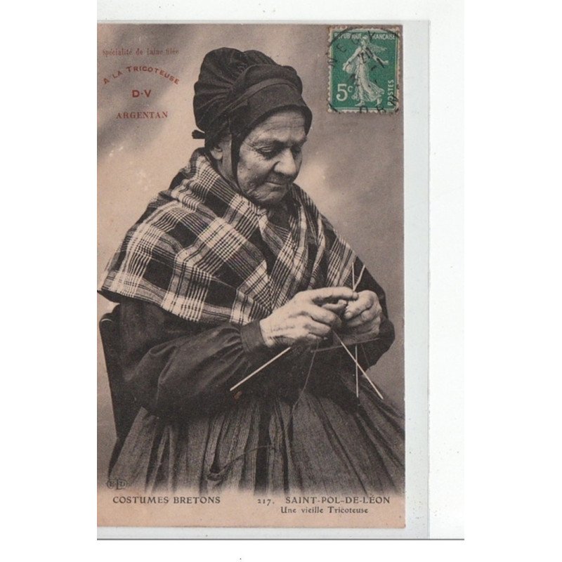 SAINT POL DE LEON -  Une vieille tricoteuse - PUBLICITE - très bon état