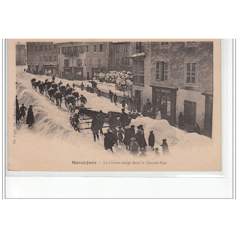 MOREZ - Le chasse-neige dans la grande rue - très bon état MOREZ - Le chasse-neige dans la grande rue - très bon état