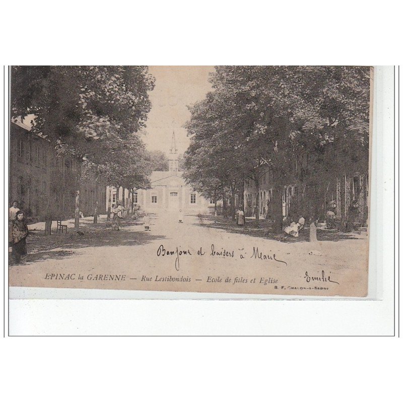 EPINAC LA GARENNE - Rue Lestobondois - Ecole des Filles et église - très bon état