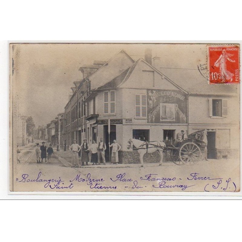 SAINT ETIENNE DU ROUVRAY : carte photo de la boulangerie moderne (avec attelage de livraison) - très bon état