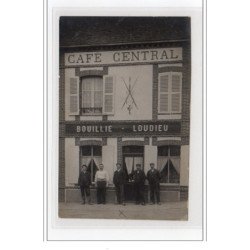 PONTGOUIN : carte photo du Café Central - Bouillie Loudieu - très bon état