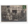 Carte photo d'une batteuse et du tambours de ville dans la Marne - bon état (plis)