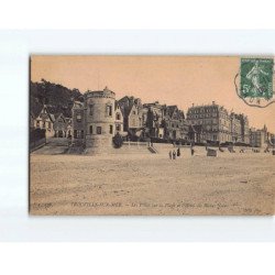 TROUVILLE : Les villas sur la plage et l'Hôtel des Roches Noires - état ( Partiellement Décollée )