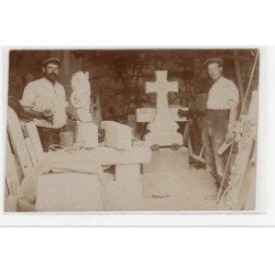 SAINT VRAIN : carte photo de l'atelier de sculptures mortuaires BERNE - très bon état