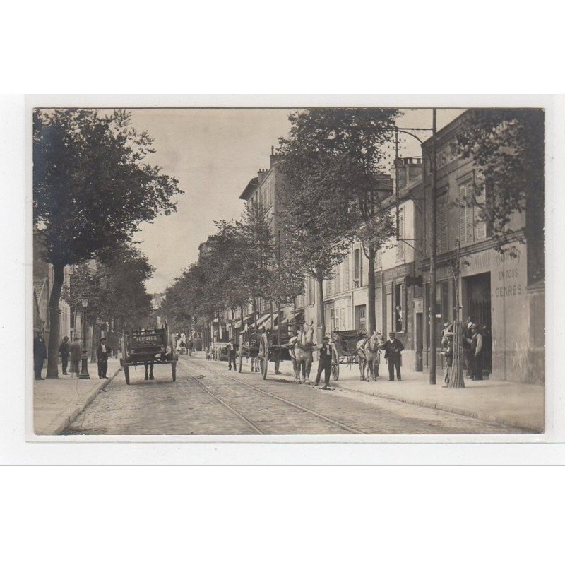 ASNIERES : carte photo d'un attelage servant au transport FONTANIER devant le magasin - très bon état
