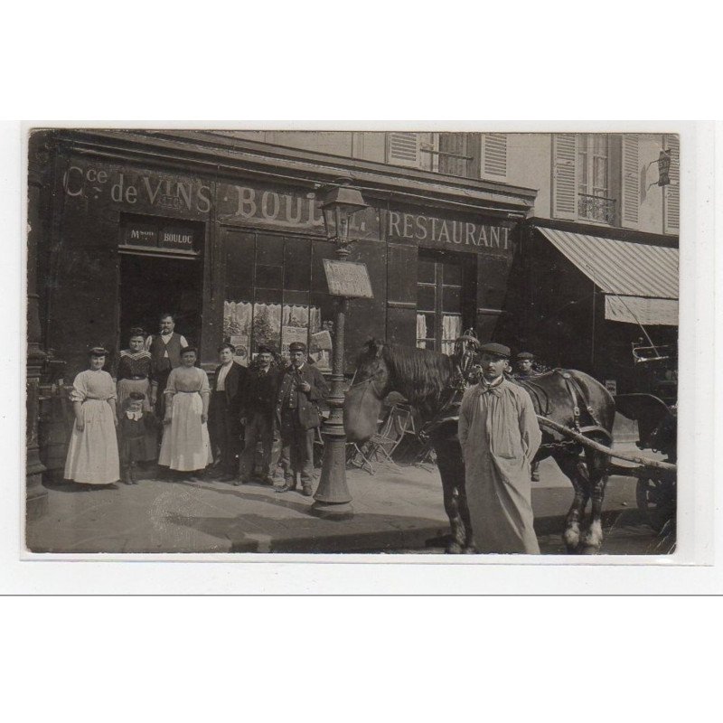 ASNIERES  : carte photo du marchand de vins BOULOC (arrêt du tramway) - très bon état