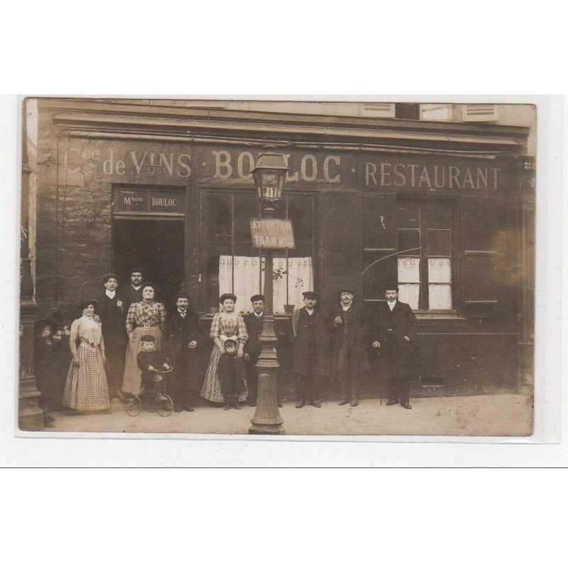 ASNIERES  : carte photo du marchand de vins BOULOC (arrêt du tramway) - très bon état