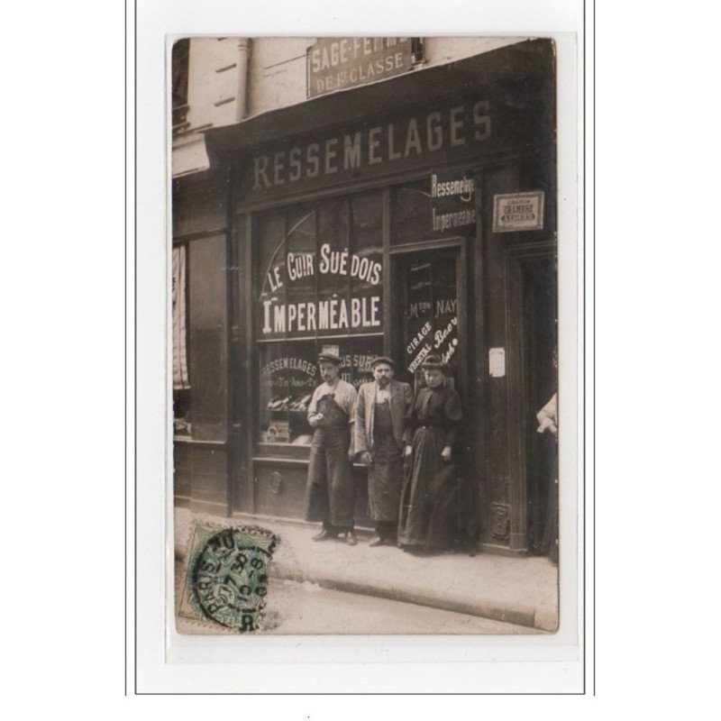 PARIS : carte photo du cordonnier NAY au 32 rue de Bucy - très bon état