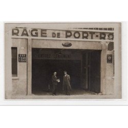 PARIS : carte photo de l'entrée du garage automobile de PORT ROYAL vers 1910 - bon état (un coin plié)