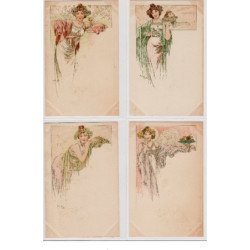 MUCHA Alfons : série de 4 cartes postales anciennes - bon état (marques d'album)