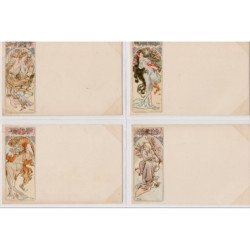 MUCHA Alfons : série de 4 cartes postales anciennes "les saisons" - bon état (légères marques d'album)