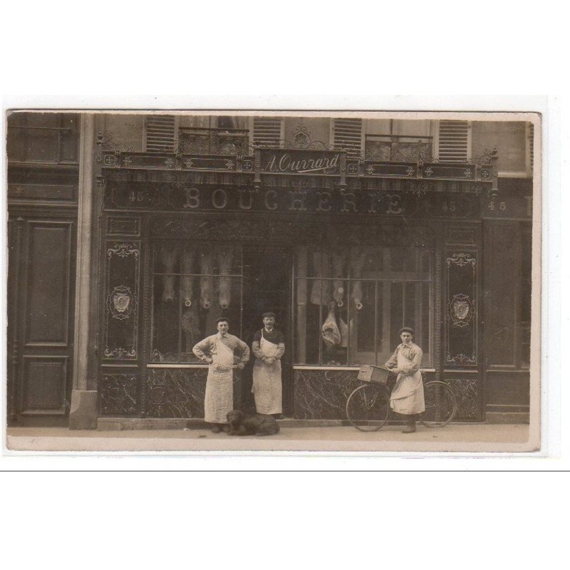 PARIS : carte photo de la boucherie OUVRARD - 45 rue de Berri - très bon état