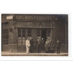 PARIS : carte photo du magasin de vins, bois et charbons """"Au Petit Noir"""" 8 rue Clauzel - très bon état