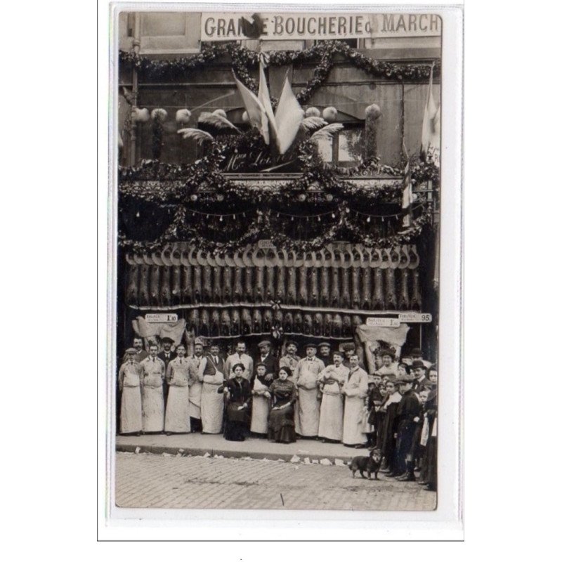 PARIS : carte photo de la boucherie Loisier vers 1910 - très bon état