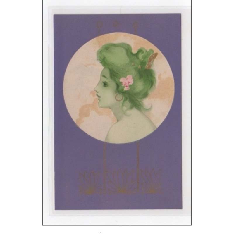 KIRCHNER Raphaël :  "portrait de femme - bords violet" - (G-5) - très bon état (lègères marques au dos)