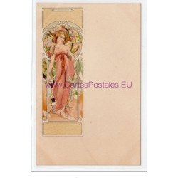 MUCHA Alfons : carte postale ancienne "les saisons"- bon état (légère trace)