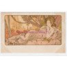 MUCHA Alfons : carte postale ancienne "le crépuscule"- bon état (marques d'album)