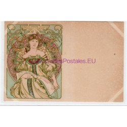 MUCHA Alfons : carte postale ancienne "rêveries"- bon état (marques d'album)