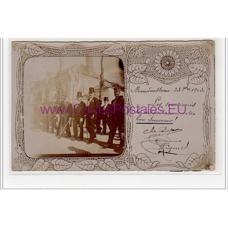 MONDOUBLEAU : carte photo de militaires et hommes politique vers 1900 - très bon état