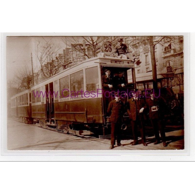PARIS : carte photo d'un tramway sur le cours de Vincennes (ligne Porte de Versailles) - très bon état