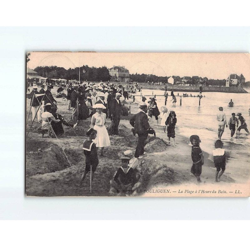 LE POULIGUEN : La Plage à l'heure du Bain - état