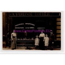 PARIS : carte photo du magasin VERLINDE (bottier - cordonnier) (9 rue Lecourbe) - très bon état