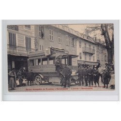 BARCELONETTE : l'arrivée du service automobile venant de Prunières (cliché différent) - très bon état