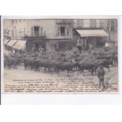 VIC-sur-CERE: bénédiction sur la place de vic d'une vacherie se rendant à la montagne - très bon état