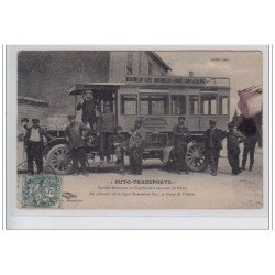 Un autobus de la ligne Mourmelon-gare au Camp de Chalons """"auto-transports"""" - bon état (tache d'encre)
