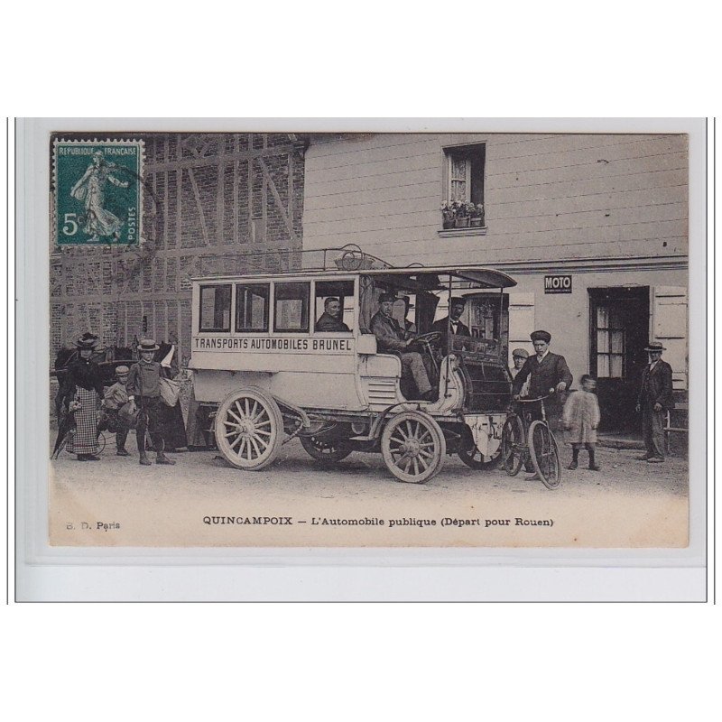 QUINCAMPOIX : l'automobile publique au départ pour Rouen (autobus)- très bon état