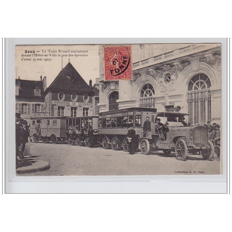 SENS : le train Renard lors des épreuves d'essai en 1907 - bon état  (un coin plié)