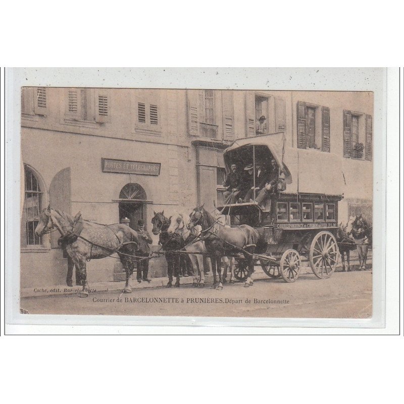 BARCELONNETTE - Courrier de BARCELONNETTE à PRUNIERES - Départ de Barcelonnette - très bon état BARCELONNETTE - Courrier de BARCELONNETTE à PRUNIERES - Départ de Barcelonnette - très bon état