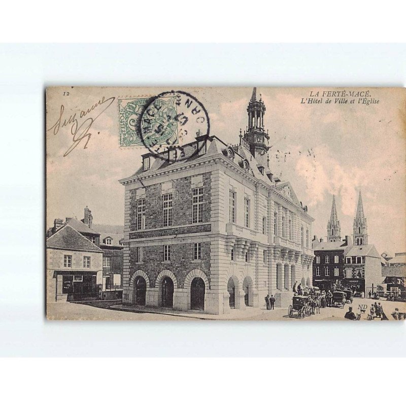 LA FERTE MACE : L'Hôtel de Ville et l'Eglise - état LA FERTE MACE : L'Hôtel de Ville et l'Eglise - état